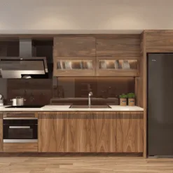 Top 1 Tủ bếp gỗ óc chó Tự nhiên 100% (Hiện đại, Cánh phẳng)