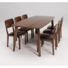 Bộ bàn ăn 6 ghế hiện đại gỗ sồi màu óc chó phong cách Bắc Âu