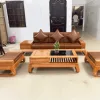 Bộ sofa văng gỗ sồi hiện đại 4 món có bàn trà bếp từ